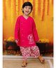 BownBee Pure Cotton Full Sleeves Lion Printed Kurta & Dhoti Set - Pink