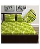 Divine Casa 144 TC Floral Green Cotton Fitted Double Bedsheet with 2 Pillow Covers