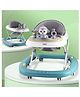 Babyhug 2 In 1 Multifunctional Baby Walker Cum Rocker With 3 Level Height Adjustment Musical Play Tray & Monkey Toy - Sea Green