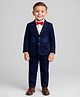 Babyhug Woven Full Sleeves Solid Colour 3 Piece Party Suit With Bow - Navy Blue & White