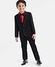 Babyhug Woven Full Sleeves Solid Colour 3 Piece Party Suit With Bow - Black & Red
