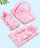 ZOE Bedding Set, Sleeping Bag & Mosquito Net Gadda Combo Set of 3 Bear & Mushroom Print - Pink