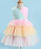Babyhug Woven Sleeveless Party Dress With Glitter Print & Bow Applique - Pink