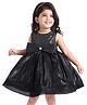 Babyhug Woven Sleeveless Sequin on Yoke Party Frock with Bow Applique - Black