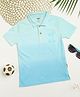 Milou Cotton Half Sleeves Ombre Polo Tee - Blue