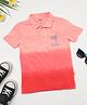Milou Cotton Half Sleeves Ombre Polo Tee - Red