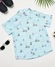 Milou Cotton Half Sleeves Boat Printed Shirt - Light Blue
