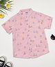 Milou Cotton Half Sleeves Boat Printed Shirt - Light Pink