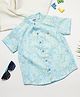 Milou Cotton Half Sleeves Elephant Printed Shirt - Light Green