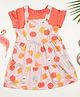 Milou Cotton Half Sleeves Fruits Printed Dress With Solid Tee Set - Pink