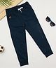 Milou Cotton Awesome Text Printed Joggers - Navy Blue