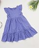 Milou Cotton Half Sleeves Schiffli Designed Dress - Blue