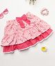 Milou Cotton Cup Cake Printed Layered Skirt With Bow Applique - Orange