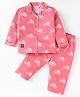 Enfance Core Cotton Woven Full Sleeves Construction  Vehicles Printed Coordinating Night Suit Set - Peach