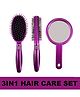 Favon Pack of 2 Hair Brush and 1 Mirror with Stand(Color may vary)