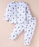 Doreme Terry Knit Full Sleeves Koala Printed Night Suit - White