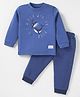 Zero Interlock Knit Full Sleeves T-Shirt & Lounge Pants Set With Arctic Animals Print - Royal Blue