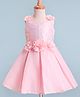 Enfance Sleeveless Sequin Embellished Floral Applique Pleated Dress - Peach