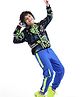 Ollington St. 100% Cotton Knit Full Sleeves Front Zipper Hoodie & Joggers Winter Wear Set With Gaming Theme Print - Black Lime & Blue