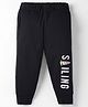 Zero Interlock Knit Full Length Lounge Pant With Text Print - Black