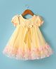 Babyhug Woven Half Puffed Sleeves Fit & Flared Party Dress with 3D Butterfly Applique & Bow Detailing - Yellow