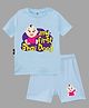 The Peppy Tend Diwali Theme 100% Cotton Half Sleeves My First Bhai Dooj Text Printed Tee & Shorts Set - Blue