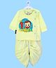 The Peppy Tend Diwali Theme 100% Cotton Full Sleeves My First Diwali Text Printed Tee & Dhoti Set - Yellow