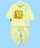 The Peppy Tend Diwali Theme 100% Cotton Full Sleeves Cant Keep Calm Its My First Diwali Text Printed Kurta & Dhoti Set - Yellow