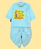 The Peppy Tend Diwali Theme 100% Cotton Full Sleeves Cant Keep Calm Its My First Diwali Text Printed Kurta & Dhoti Set - Blue