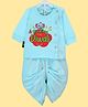The Peppy Tend Diwali Theme 100% Cotton Full Sleeves Rocking My First Diwali Look Text Printed Kurta & Dhoti Set - Blue