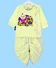 The Peppy Tend Diwali Theme 100% Cotton Full Sleeves My First Bhai Dooj Text Printed Kurta & Dhoti Set - Yellow