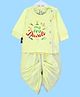 The Peppy Tend Diwali Theme 100% Cotton Full Sleeves My First Diwali Text Printed Kurta & Dhoti Set - Yellow