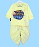 The Peppy Tend Diwali Theme 100% Cotton Full Sleeves My First Diwali Text Printed Kurta & Dhoti Set - Yellow