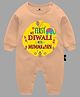 The Peppy Tend Diwali Theme 100% Cotton Full Sleeves My First Diwali With Mummy & Papa Text Printed Romper - Peach