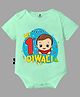 The Peppy Tend Diwali Theme 100% Cotton Half Sleeves My First Diwali Text Printed Onesie - Sea Green