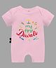 The Peppy Tend Diwali Theme 100% Cotton Half Sleeves My First Diwali Text Printed Half Romper - Pink