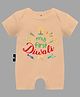 The Peppy Tend Diwali Theme 100% Cotton Half Sleeves My First Diwali Text Printed Half Romper - Peach