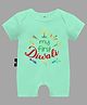The Peppy Tend Diwali Theme 100% Cotton Half Sleeves My First Diwali Text Printed Half Romper - Sea Green