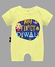 The Peppy Tend Diwali Theme 100% Cotton Half Sleeves My First Diwali Text Printed Half Romper - Yellow