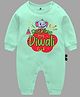The Peppy Tend Diwali Theme 100% Cotton Full Sleeves Rocking My Diwali Look Text Printed Romper - Sea Green
