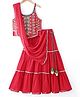 EARTHY TOUCH Woven Sleeveless  Embroidered Lehenga Choli Set With Dupatta - Red