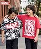 Honeyhap Marvel  Single Jersey Knit Drop Shoulder Half Sleeves T-Shirts With Avengers Text Print Pack of 2 - Black & Red