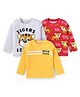 Babyhug Cotton Knit Full Sleeves T-Shirts With Tiger Print Pack of 3 - Yellow Red & Grey