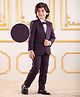 Mark & Mia Cotton Woven Full Sleeves Textured 3 Piece Party Suit With Bow - Violet