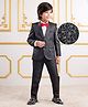 Mark & Mia Cotton Woven Full Sleeves 3 Piece Party Suit With Floral Print & Bow - Black & White