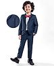Mark & Mia Cotton Woven Full Sleeves Solid Colour 3 Piece Party Suit With Bow - Navy Blue