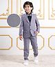 Mark & Mia Cotton Woven Full Sleeves Printed 3 Piece Party Suit With Bow - Grey