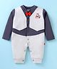 Mini Taurus Interlock Knit Full Sleeves Party Wear Romper with Bow Applique - Grey