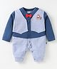 Mini Taurus Interlock Knit Full Sleeves Party Wear Romper with Bow Applique - Royal Blue