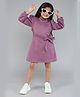 Taffykids High Neck Full Sleeves Solid Belt Detailed Dress - Purple